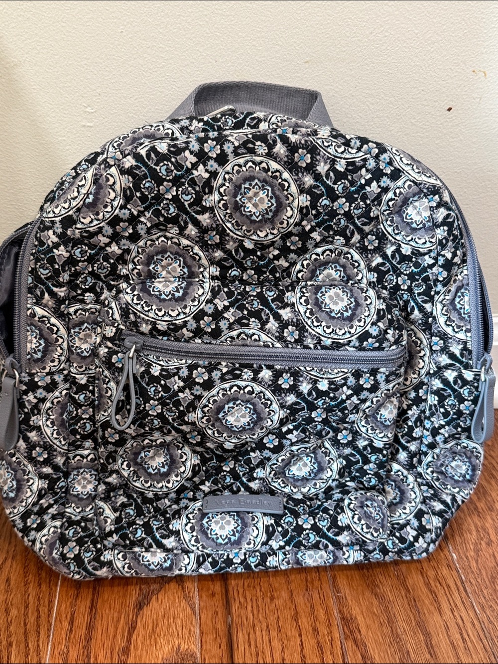 Vera Bradley Black and Gray Medallion Quilted Backpack